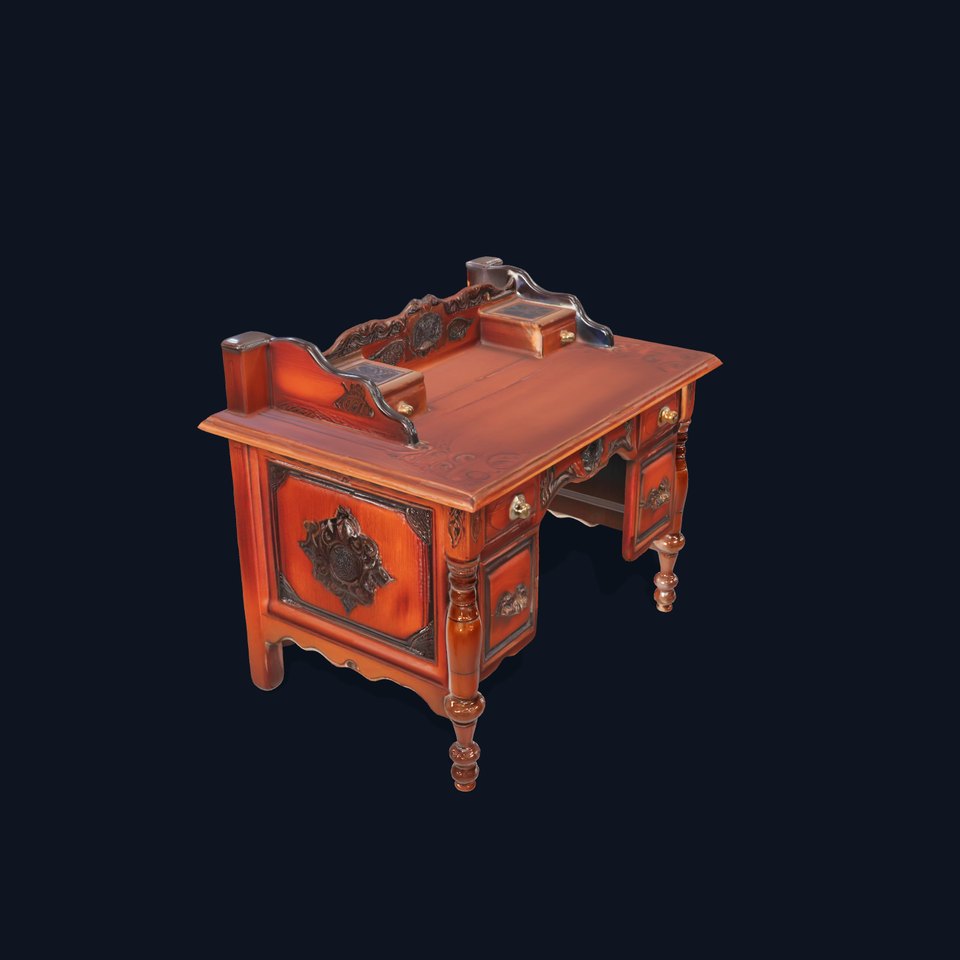 Ornate Wooden Desk model pack